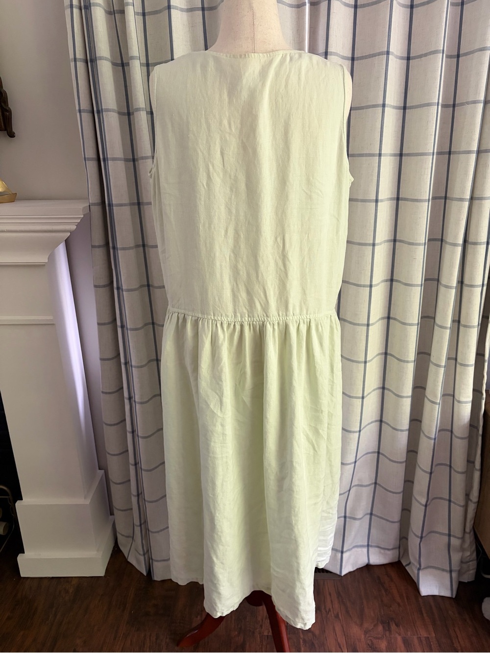 Vintage Linen Green Spencer Tyler Drop Waist Lagenlook Cottage Sleeveless Dress - Picture 4 of 11